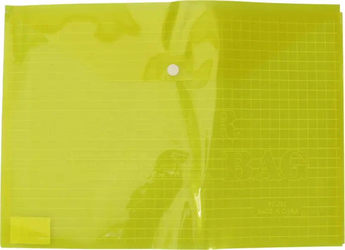 My CLEAR BAG FC-209 A4 Plastic Stationery Folder with Snap Button Closure, Translucent Grid Pattern Design
