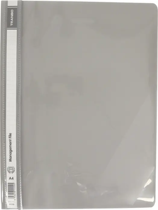 Tranbo A320 Management File A4 Plastic Clip Folder for Document Organization, Grey Translucent