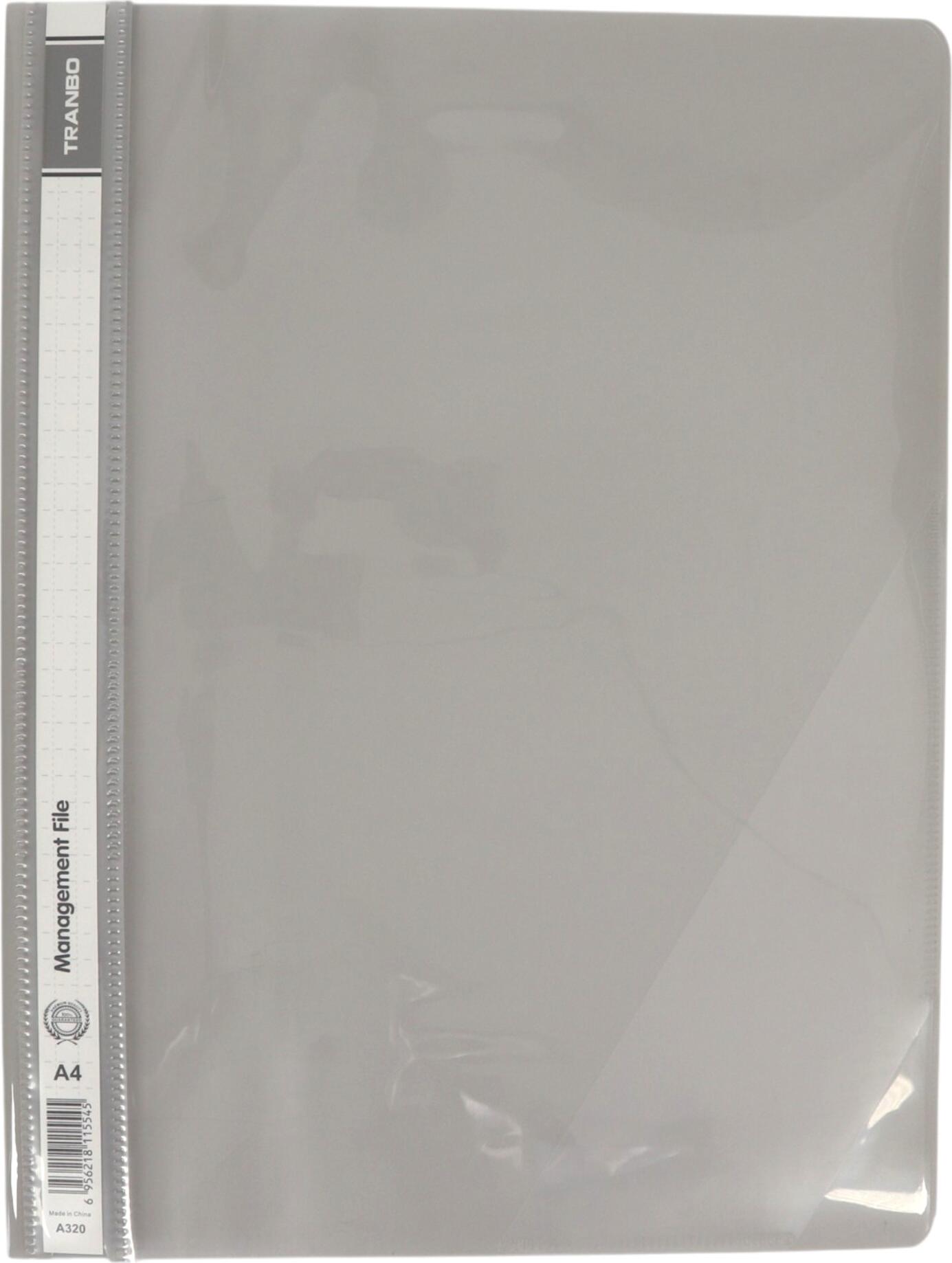 Tranbo A320 Management File A4 Plastic Clip Folder for Document Organization, Grey Translucent
