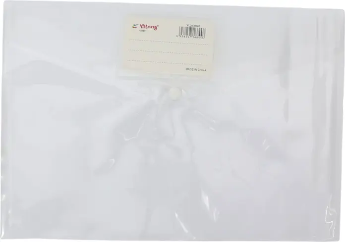 YaLong YL213926 A4 Transparent Plastic Document Folder with Snap Button Closure