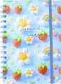 Caiet cu spirala Cute and Sweet Apples cu elemente 3D din silicon cu capstrawberries margarete si curcubeue si banda elastica de inchidere