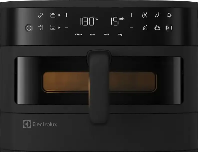 Аэрофритюрница с двумя корзинами Electrolux EAFD11B Series 800, 11 л, 2700 Вт, функции Sync Finish и Link Cook, 8 программ, смотровые окна, черный