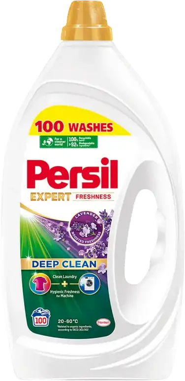Persil Deep Clean Gel Expert Freshness Lavender Laundry Detergent, 4.5L, 100 Washes, 20-80°C, Deep Clean and Machine Freshness