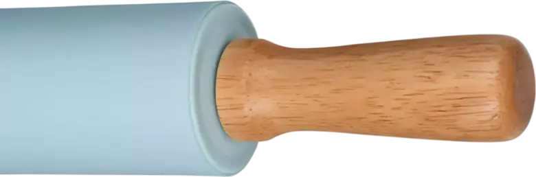 Ardesto AR2323T Tasty Baking Silicone Rolling Pin with Wooden Handle, Blue, Set of 1 Piece