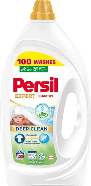 Гель для стирки Persil Expert Sensitive 4,5 л, 100 стирок, гипоаллергенный с Aloe Vera, дерматологически протестирован для детской и чувствительной кожи