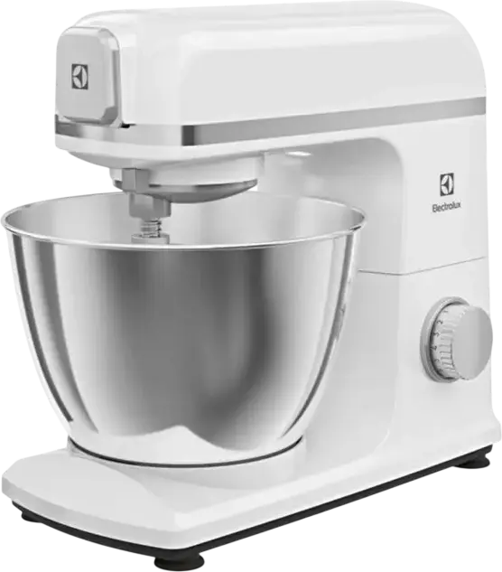 Electrolux E5KM1-4SWB Planetary Stand Mixer, 1200W, 5L Stainless Steel Bowl, 6 Speed Levels, Pulse and Turbo Modes, White, Set of 3 Accessories