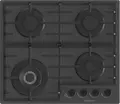 Встраиваемая газовая варочная панель Hisense GG663B, 4 конфорки с WOK, черное стекло, чугунные решетки, 60 см, газ-контроль, электроподжиг