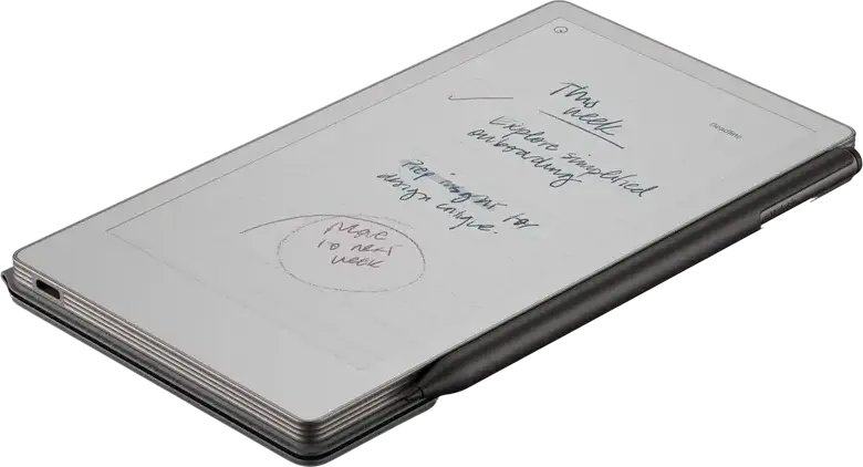 Set de 3 piese reMarkable Paper Pro Move: Tabletă Color E Ink Gallery 3 de 7.3", Marker Plus, Cover Book Folio din Piele Neagră, 64GB, 2GB RAM, Wi-Fi