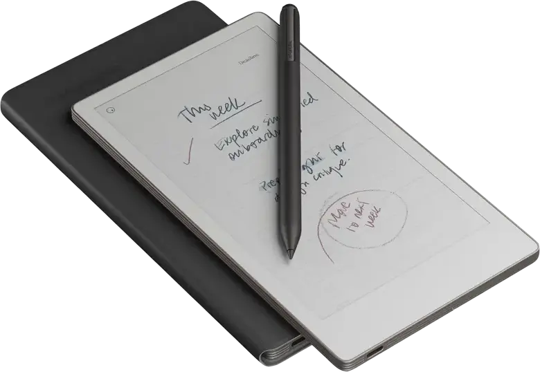 Set de 3 piese reMarkable Paper Pro Move: Tabletă Color E Ink Gallery 3 de 7.3", Marker Plus, Cover Book Folio din Piele Neagră, 64GB, 2GB RAM, Wi-Fi