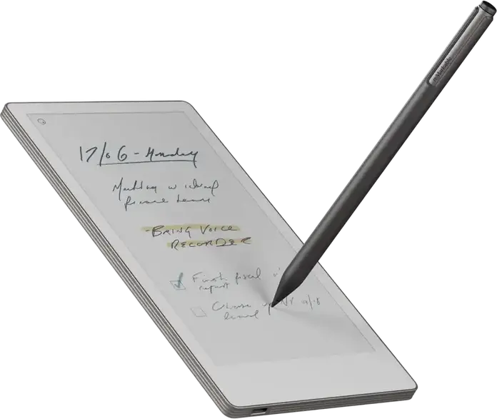 Set de 3 piese reMarkable Paper Pro Move: Tabletă Color E Ink Gallery 3 de 7.3", Marker Plus, Cover Book Folio din Piele Neagră, 64GB, 2GB RAM, Wi-Fi