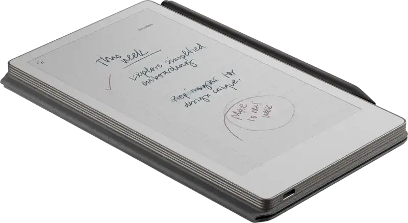 Set de 3 piese reMarkable Paper Pro Move: Tabletă Color E Ink Gallery 3 de 7.3", Marker Plus, Cover Book Folio din Piele Neagră, 64GB, 2GB RAM, Wi-Fi