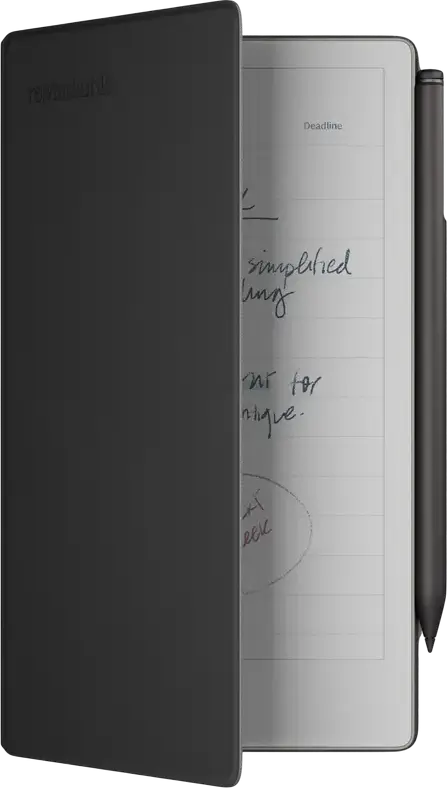 Set de 3 piese reMarkable Paper Pro Move: Tabletă Color E Ink Gallery 3 de 7.3", Marker Plus, Cover Book Folio din Piele Neagră, 64GB, 2GB RAM, Wi-Fi