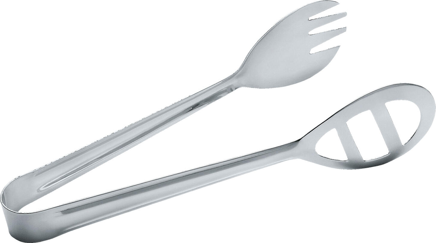 PULSIVA Buffet Serving Tongs, 19 cm, Stainless Chrome Steel 18/0, Silver, Fork and Slotted Spoon Design for Professional Buffet Serving