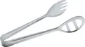 PULSIVA Buffet Serving Tongs, 19 cm, Stainless Chrome Steel 18/0, Silver, Fork and Slotted Spoon Design for Professional Buffet Serving