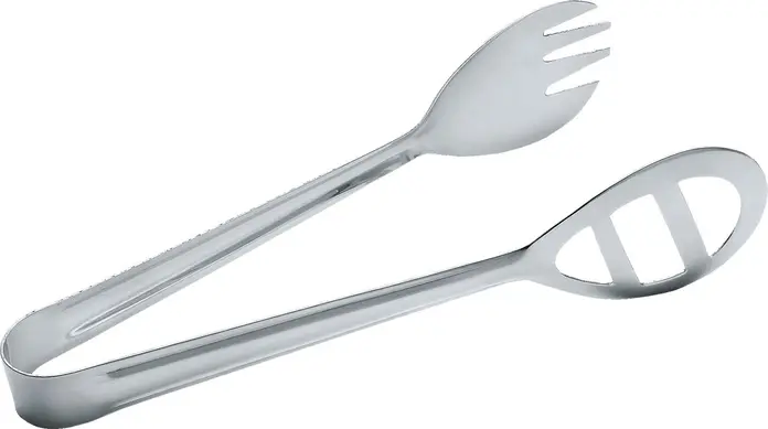 PULSIVA Buffet Serving Tongs, 19 cm, Stainless Chrome Steel 18/0, Silver, Fork and Slotted Spoon Design for Professional Buffet Serving