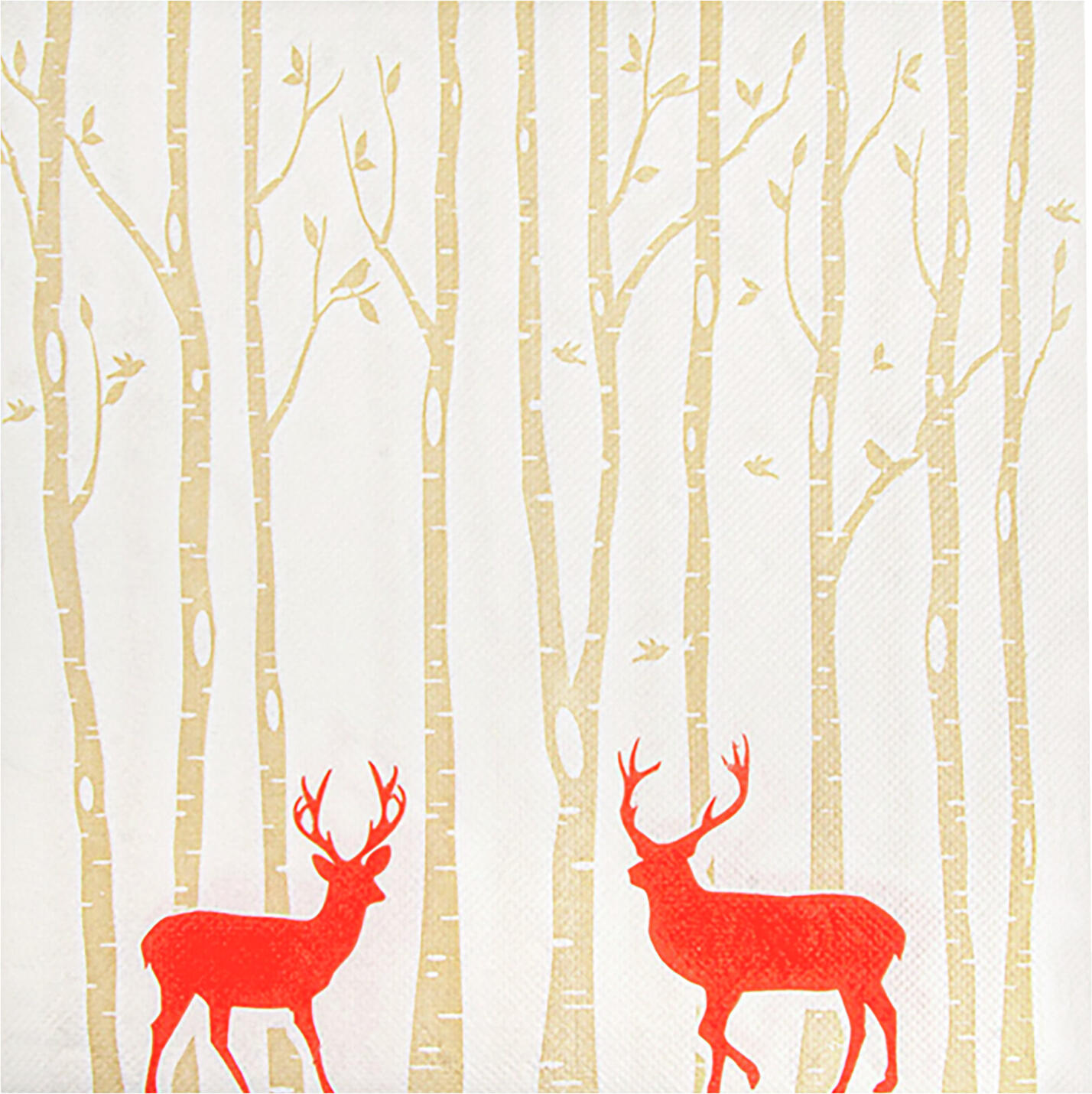 Serviete de hartie Garcia De Pou Hirsch pentru Craciun, Crem cu Design Capi Rosii, 40 x 40 cm, Celuloza, Set de 50 piese