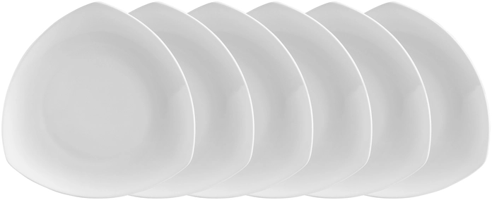 Set de 6 farfurii plate VEGA LUSINI Haiti din porțelan, formă triunghiulară, 23x23 cm, culoare albă, rezistente la mașina de spălat vase și cuptor cu microunde