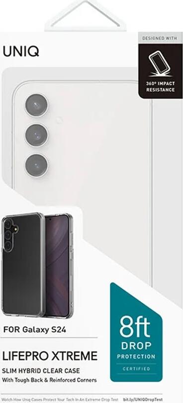 Husa Uniq LifePro Xtreme pentru Samsung Galaxy S24, Cover Hibrid Transparent din TPU, Tehnologie AirMax 360, Protectie la Caderi 2.4m, Shockproof