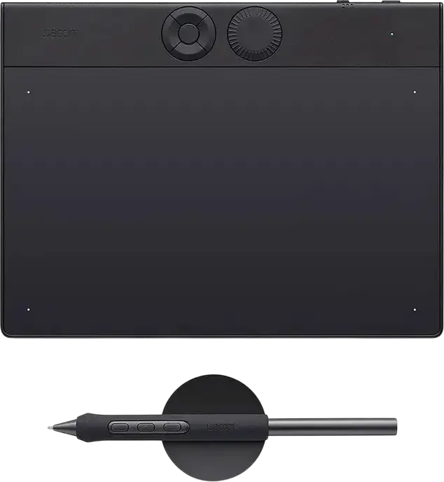 Wacom Intuos Pro Small PTH-460 Graphics Tablet, Pro Pen 2, 8192 Pressure Levels, Bluetooth, USB-C, Multi-Touch, Black