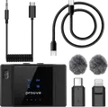 Proove ToneLine Wireless Lavalier Microphone System, Set of 2 Omnidirectional Mics with Charging Case, Noise Reduction, 70m Range, Black