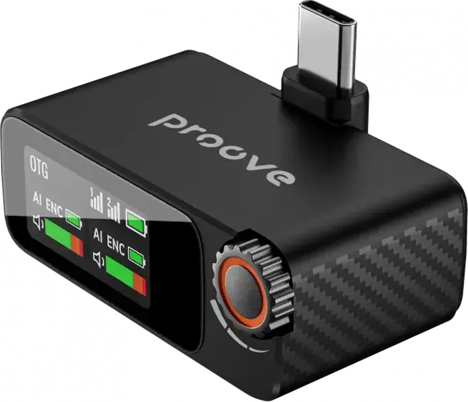 Proove Forum Pro Wireless Lavalier Microphone System with AI Noise Cancellation, 100m Range, Internal Recording, Charging Case, Black