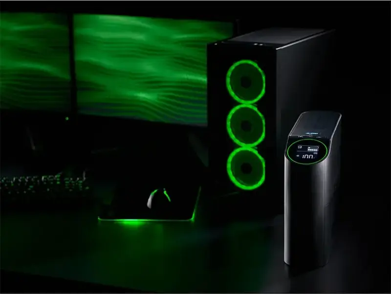 UPS APC Back-UPS Pro Gaming 2200VA Line-Interactive, Pure Sinewave, 6 Prize Schuko, LCD Circular cu Iluminare Verde, Porturi USB-C si USB-A, Turn Alb