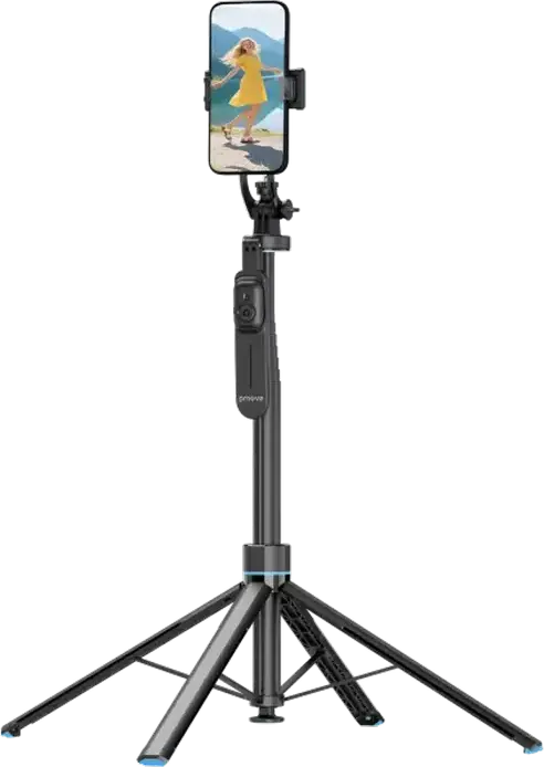 Proove Strix Bluetooth Selfie Stick Tripod, 115 cm Extended Length, ABS and Aluminum, Integrated Tripod with Remote Shutter, Black