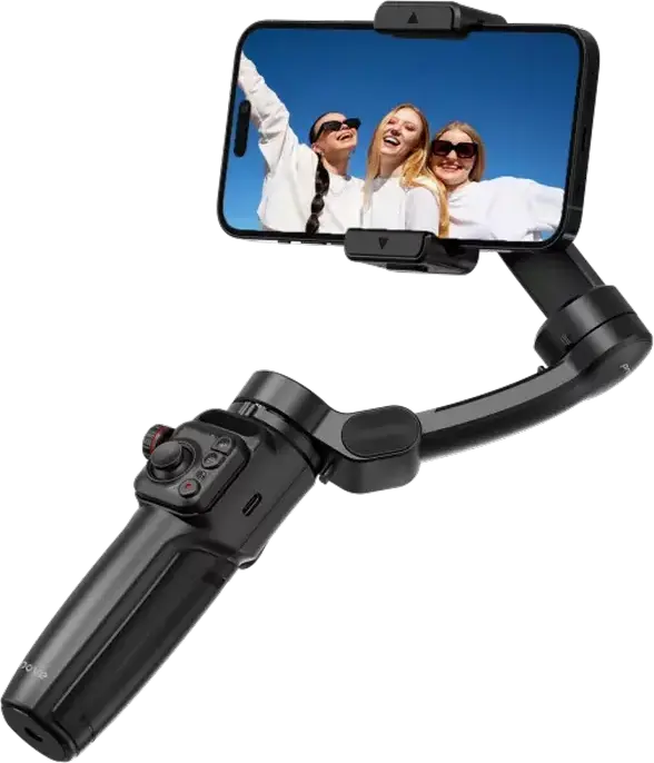 Proove Vector SE Gimbal Stabilizer and Selfie Stick, AI Tracking, Gesture Control, Bluetooth Remote, LED Light, 115 cm Max Length, Black