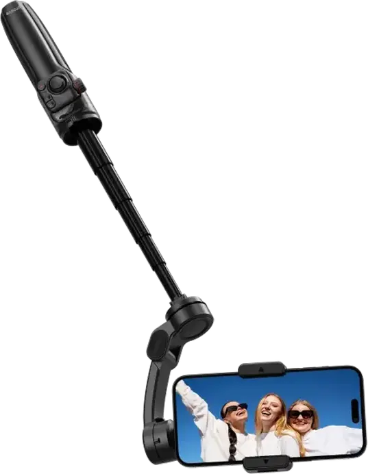 Proove Vector SE Gimbal Stabilizer and Selfie Stick, AI Tracking, Gesture Control, Bluetooth Remote, LED Light, 115 cm Max Length, Black