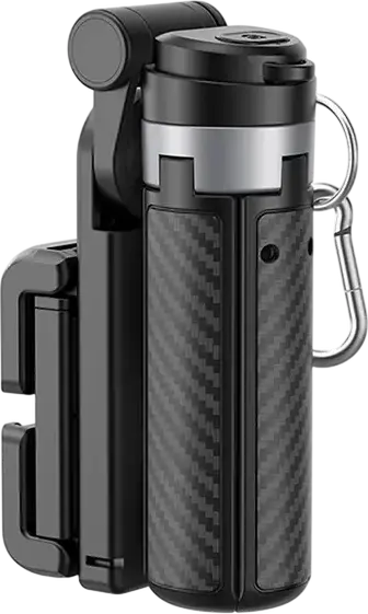 Tripod Portabil si Selfie Stick XO SS29, Negru, Lungime Extinsa 64cm, Aluminiu si ABS, Telecomanda Bluetooth, Clip Carabiner, Pliabil cu Textura Fibra de Carbon