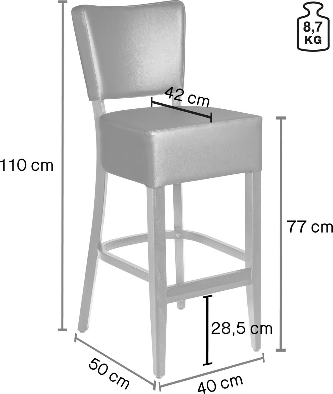 PULSIVA Prestige Bar Stool, Solid Beech Wood Frame, Imitation Leather Padded Seat, Brown and Walnut, 110 cm Height, Max Load 150 kg, Modern Classic
