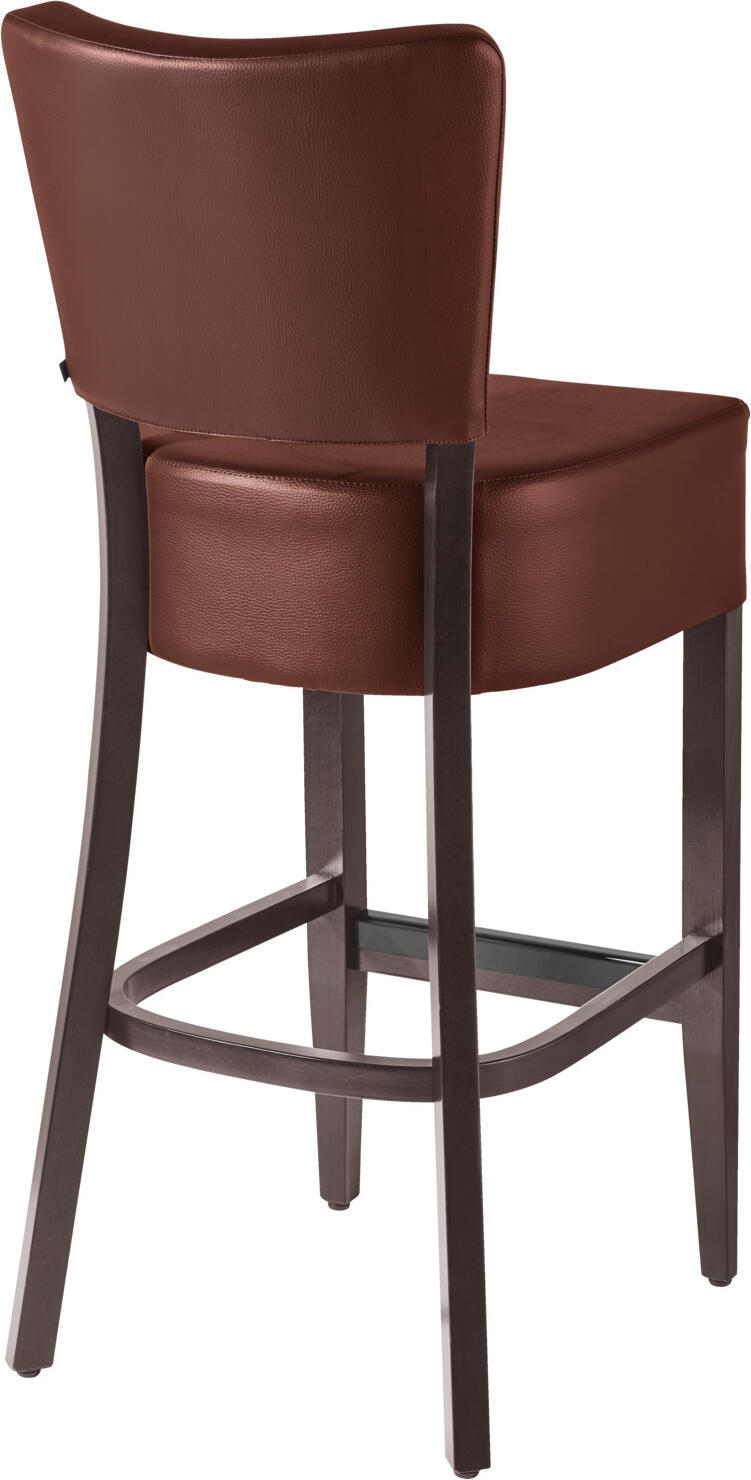 PULSIVA Prestige Bar Stool, Solid Beech Wood Frame, Imitation Leather Padded Seat, Brown and Walnut, 110 cm Height, Max Load 150 kg, Modern Classic