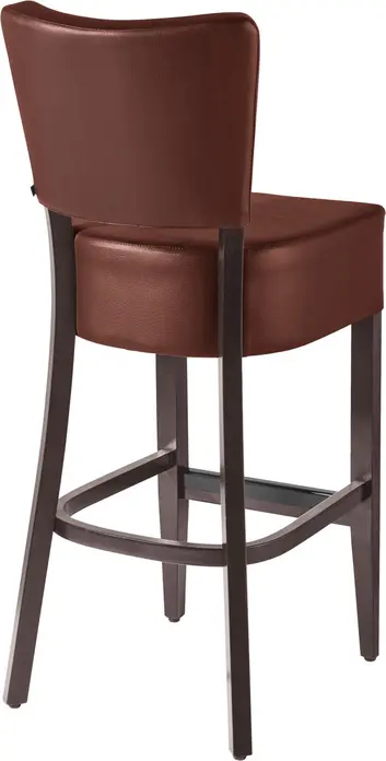PULSIVA Prestige Bar Stool, Solid Beech Wood Frame, Imitation Leather Padded Seat, Brown and Walnut, 110 cm Height, Max Load 150 kg, Modern Classic