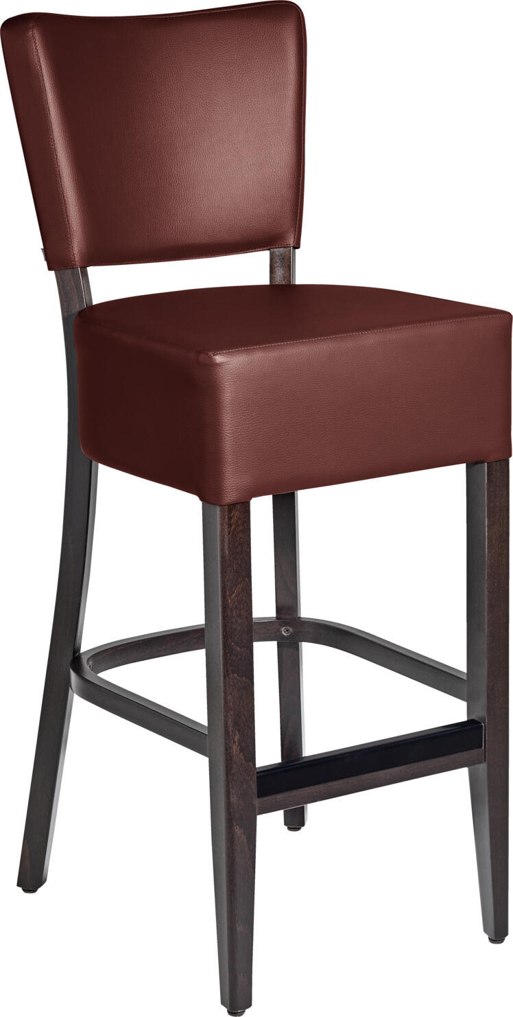 PULSIVA Prestige Bar Stool, Solid Beech Wood Frame, Imitation Leather Padded Seat, Brown and Walnut, 110 cm Height, Max Load 150 kg, Modern Classic