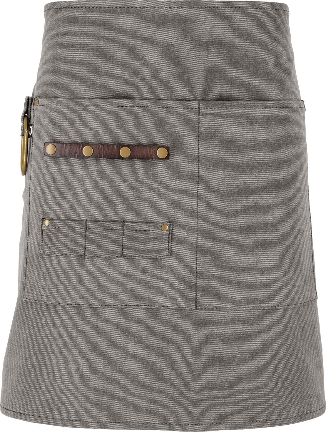 Jobeline Apron Canvas Half Apron Anthracite 50x65 cm, 65% Polyester 35% Cotton, Leather Straps, Large Patch Pockets, OEKO-TEX Standard 100