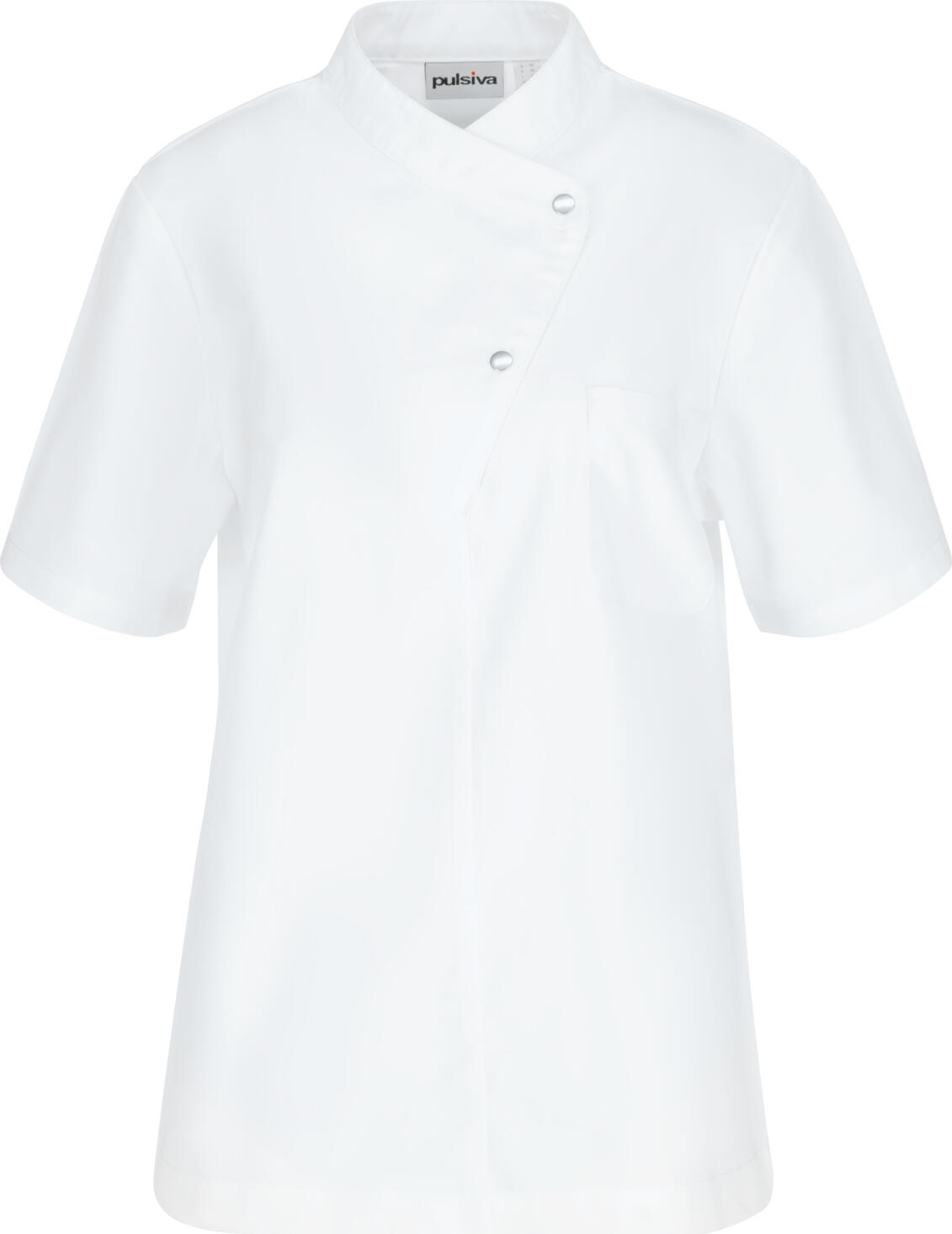 Pulsiva Andy Women's Chef Shirt, Half Sleeve, 65% Polyester 35% Cotton, Regular Fit, Low-Crease Durable Fabric with Breast Pocket, White, Size 40