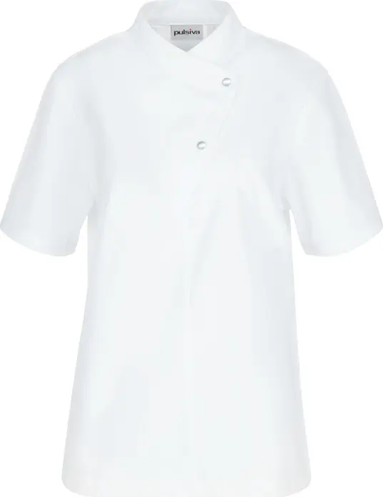 Pulsiva Andy Women's Chef Shirt, Half Sleeve, White, 65% Polyester 35% Cotton, Durable Low-Crease Fabric, Breast Pocket, Regular Fit