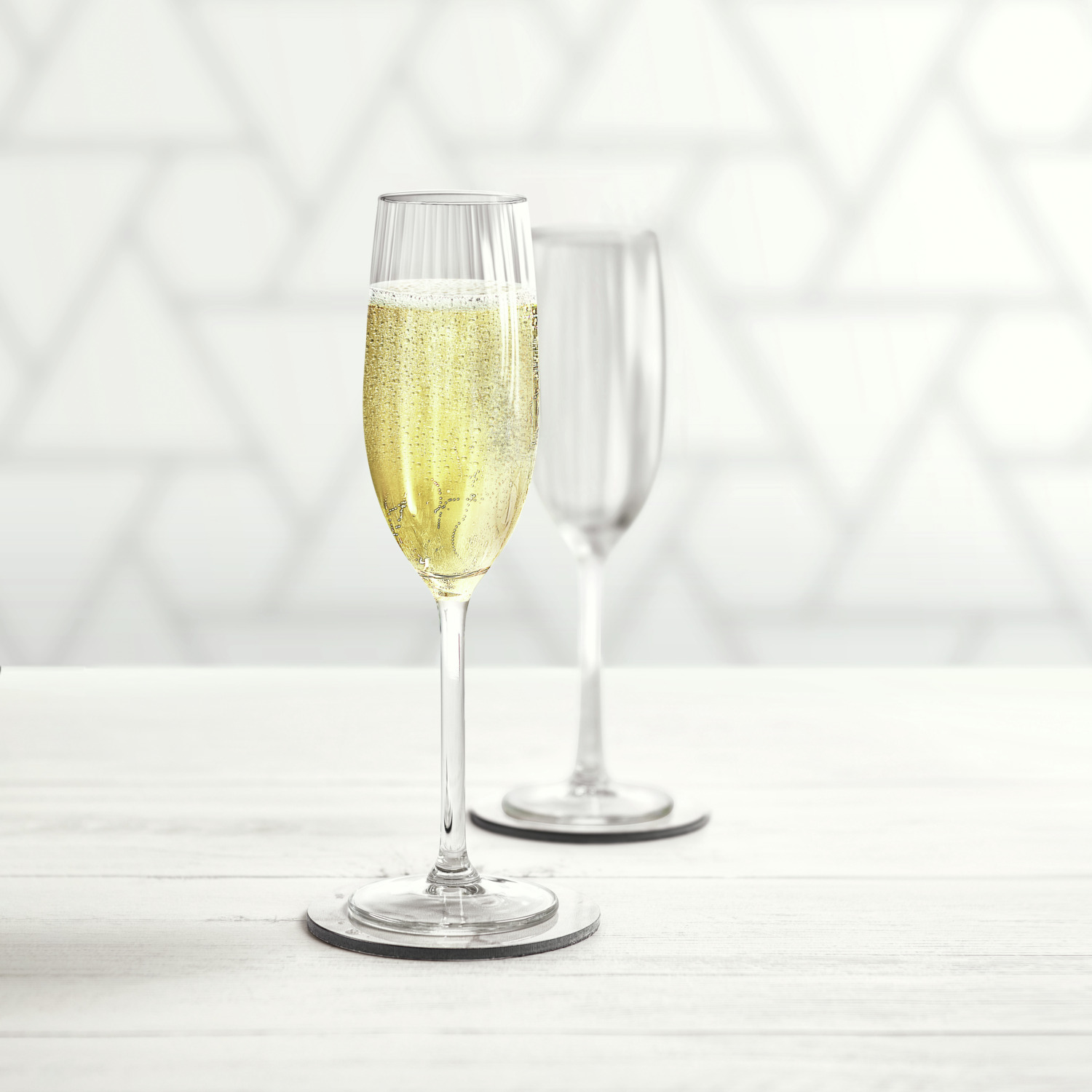 Royal Leerdam Adora Champagne Glasses, Set of 6, Transparent Glass Sparkling Wine Glasses with Vertical Grooves, 215 ml, 22.9 cm Height