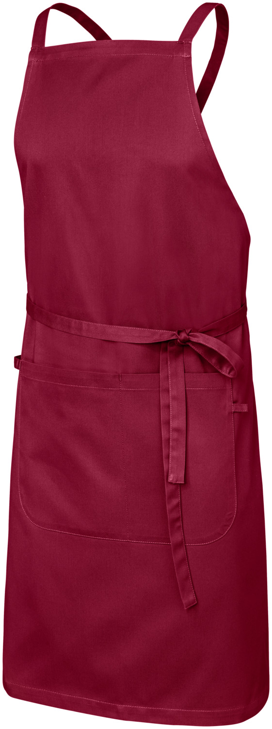 JOBELINE LUSINI Solutions GmbH Bib apron Botero 88x80 cm (LxW) Latzschürze Botero 88x80 cm (LxB) Bib apron Botero 88x80 cm (LxW); 88x80 cm (LxW); bordeaux Latzschürze Botero 88x80 cm (LxB); 88x80 cm (LxB); bordeaux 65 % polyester, 35 % cotton. 200 g/m². 60°C wash. Classic bib apron made of high-quality, robust blended fabric. With fixed apron fabric straps that are crossed at the back to relieve pressure on the neck. With a tea towel loop, pen flap and a large two-part pocket with space for a mini tablet. Particularly hard-wearing, easy-care and easy-iron. Pocket dimensions: 22x19 cm and 22x15 cm (LxW). 65 % Polyester, 35 % Baumwolle. 200 g/m². 60°-Wäsche. Klassische Latzschürze aus hochwertigem und robustem Mischgewebe. Mit festen Stoffbändern aus Schürzenstoff, die zur Entlastung des Nackens im Rücken gekreuzt werden. Mit Geschirrtuchschlaufe, Stiftlasche und einer großen zweigeteilten Tasche, die Platz für ein Tablet im Mini-Format bietet. Besonders strapazierfähig, pflege- und bügelleicht. Taschenmaße:  22x19 cm und 22x15 cm (LxB)