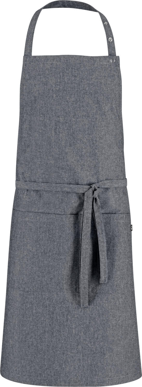 Фартук Jobeline Nando Chambray, 88x80 см, серый, смесовая ткань 60% хлопок 40% полиэстер, регулируемая завязка на шее, 2 передних кармана и 2 кармана для ручек