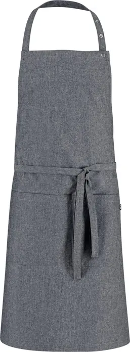 Фартук Jobeline Nando Chambray, 88x80 см, серый, смесовая ткань 60% хлопок 40% полиэстер, регулируемая завязка на шее, 2 передних кармана и 2 кармана для ручек