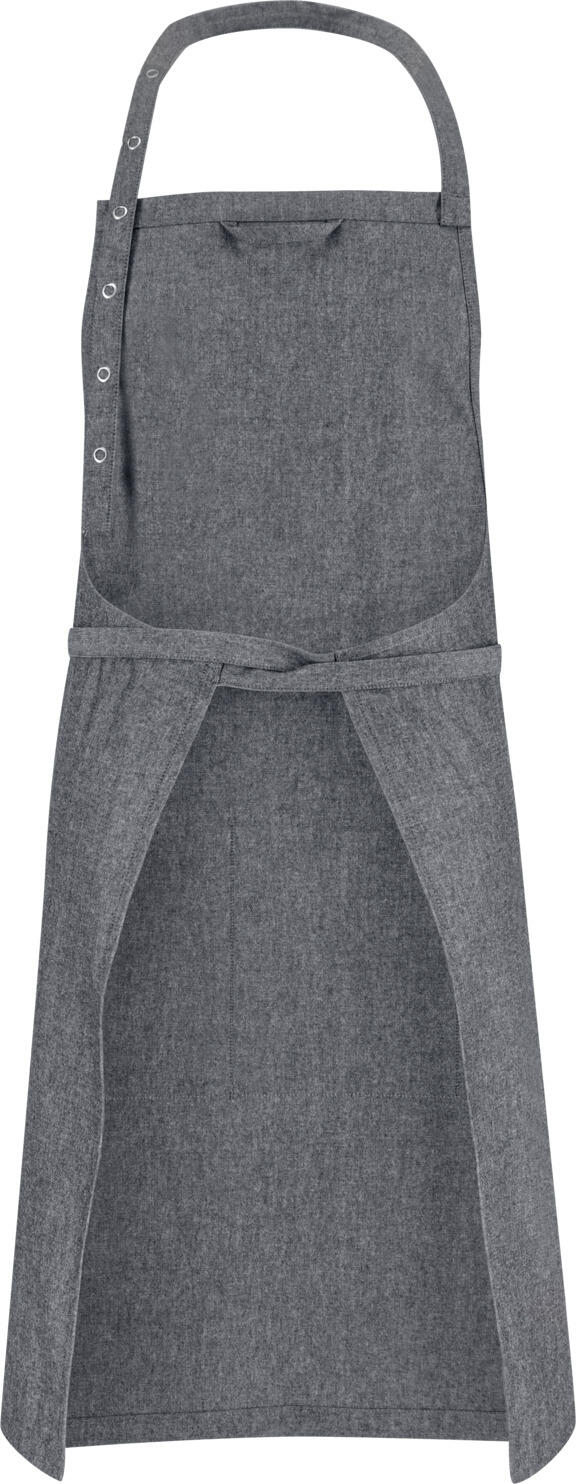 Фартук Jobeline Nando Chambray, 88x80 см, серый, смесовая ткань 60% хлопок 40% полиэстер, регулируемая завязка на шее, 2 передних кармана и 2 кармана для ручек