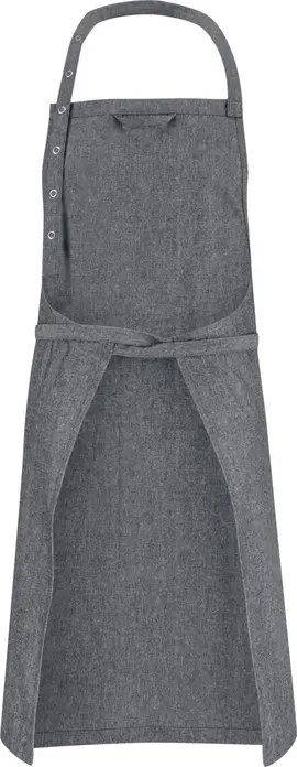 Фартук Jobeline Nando Chambray, 88x80 см, серый, смесовая ткань 60% хлопок 40% полиэстер, регулируемая завязка на шее, 2 передних кармана и 2 кармана для ручек