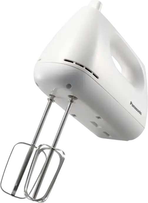 Mixer de mana Panasonic MK-GH3WTQ, 450W, 5 Trepte de Viteza cu Turbo, Carcasa Plastic Alb, Set de 4 Accesorii cu 2 Cirliguri Aluat si 2 Teluri