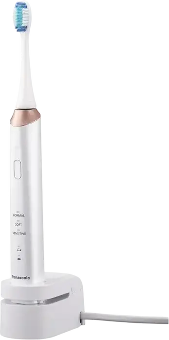 Panasonic EW-DC12-W520 Sonic Electric Toothbrush for Adults, 3 Intensity Modes, Extra-Soft Bristles, Li-ion Battery, White, Set of 1 Handle and 1 Nozzle
