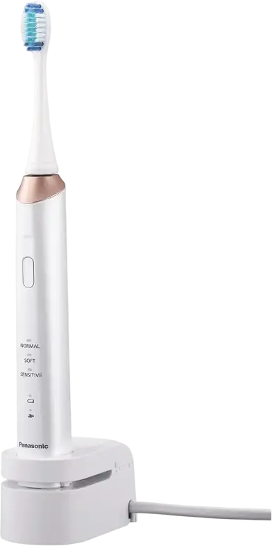 Panasonic EW-DC12-W520 Sonic Electric Toothbrush for Adults, 3 Intensity Modes, Extra-Soft Bristles, Li-ion Battery, White, Set of 1 Handle and 1 Nozzle