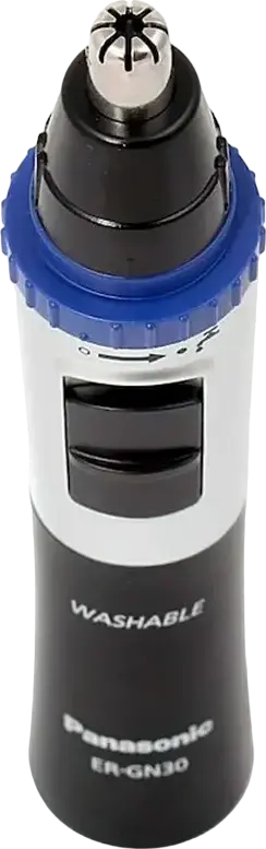 Trimmer Panasonic ER-GN30 pentru nas și urechi, lame din oțel inoxidabil, lavabil, alimentat cu baterii AA, set de 3 piese cu capac și perie