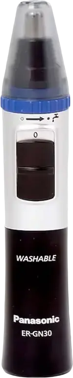 Trimmer Panasonic ER-GN30 pentru nas și urechi, lame din oțel inoxidabil, lavabil, alimentat cu baterii AA, set de 3 piese cu capac și perie