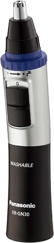 Trimmer Panasonic ER-GN30 pentru nas și urechi, lame din oțel inoxidabil, lavabil, alimentat cu baterii AA, set de 3 piese cu capac și perie