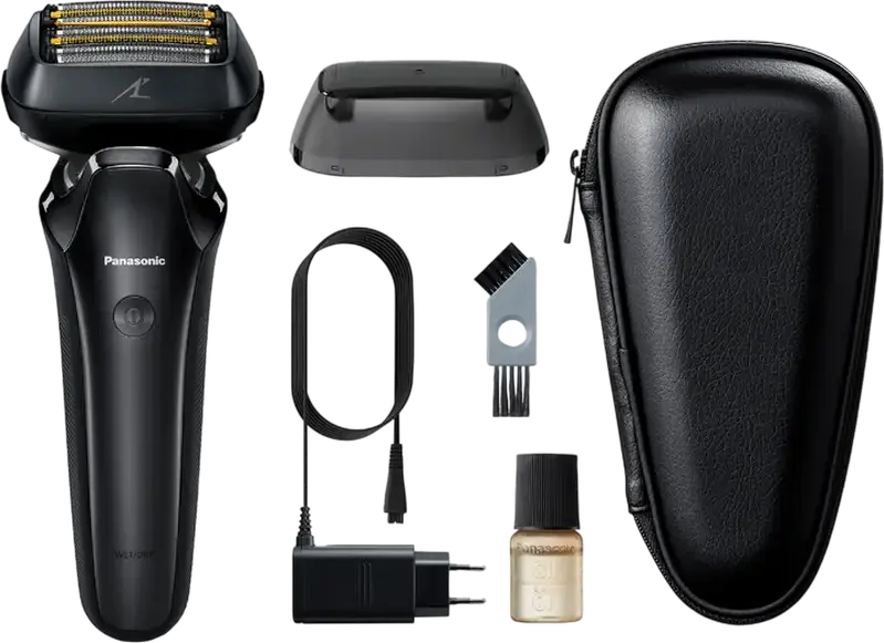 Panasonic ES-LS6A-K820 Electric Foil Shaver, Wet & Dry, 22D Flexible Head, Li-Ion Battery, with Trimmer, Case and Accessories, Black